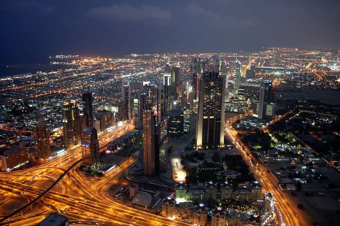 Dubai skyline at night